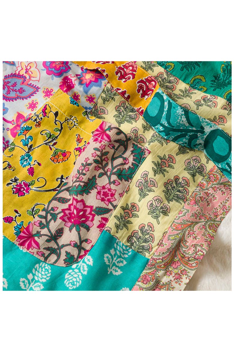 Repurposed Sari Fleece Lined Robe, Alternate, color, Multicolored Patchwork