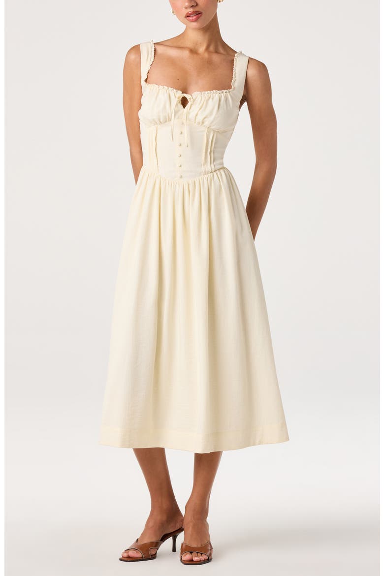 Sahana Corset Midi Dress, Main, color, BUTTERCREAM