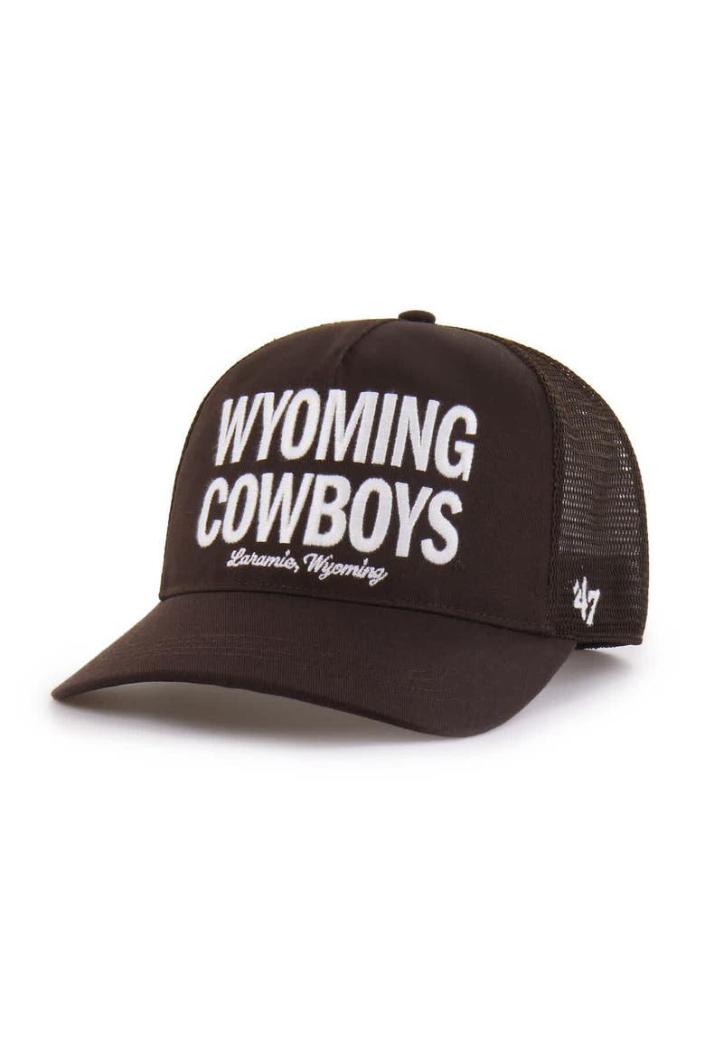 Men's '47 Brown Wyoming Cowboys Contemporary Hitch Trucker Adjustable Hat, Main, color, Brown