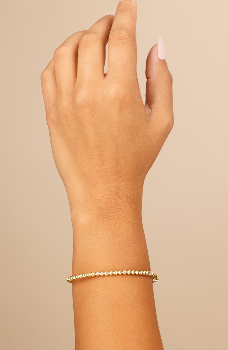 Sterling Forever Lorelei Bead Textured Bangle Bracelet, Alternate, color, Gold