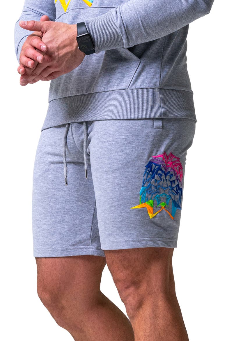 Neon Graphic Drawstring Shorts, Alternate, color, GREY