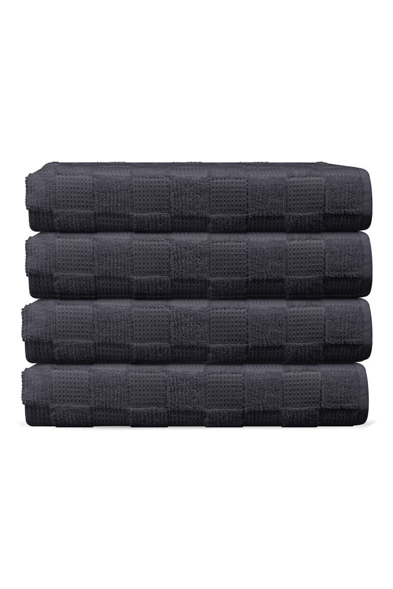 Waffle Terry 4-Piece Turkish Cotton Hand Towels, Main, color, ANTHRACITE
