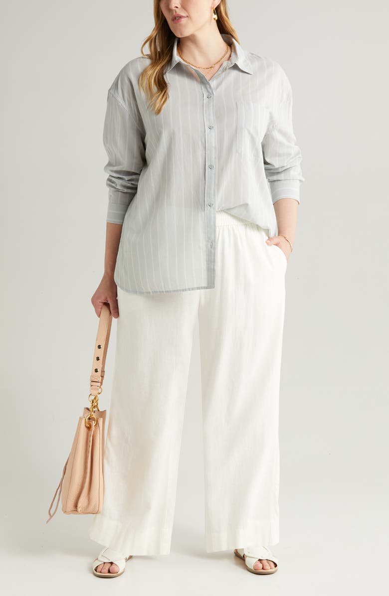 Treasure & Bond Cotton Voile Button-Up Shirt, Alternate, color,