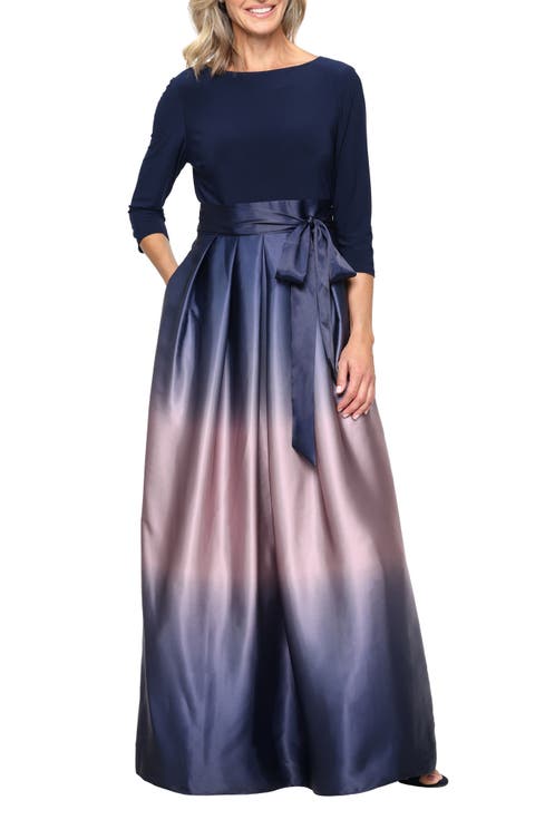 3/4 Length Sleeve Ombre Dress