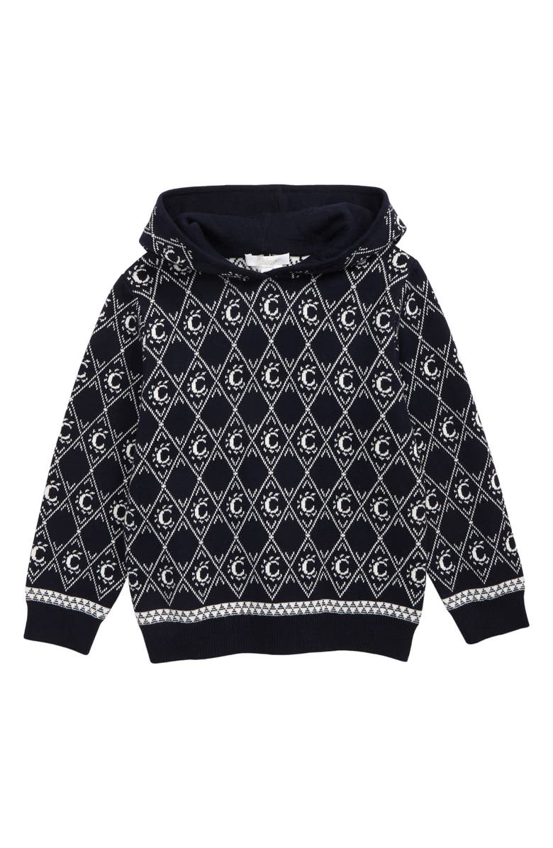 Chloé Kids' C Motif Hooded Sweater, Main, color, 