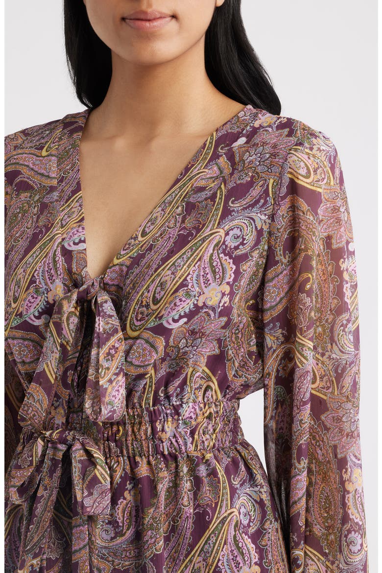 Roset Paisley Tie Neck Minidress, Alternate, color, ROSET