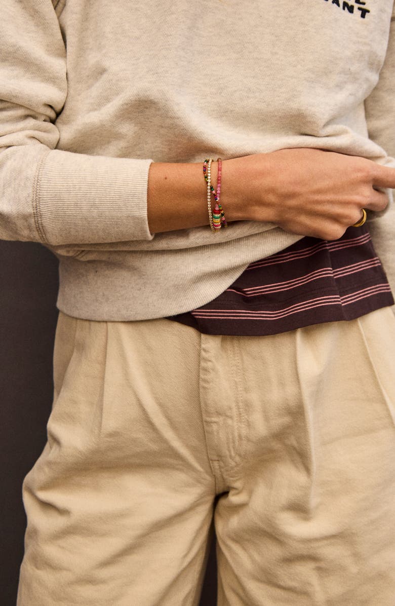 BaubleBar Rowan Semiprecious Stone Layered Bracelet, Alternate, color, Pink Multi