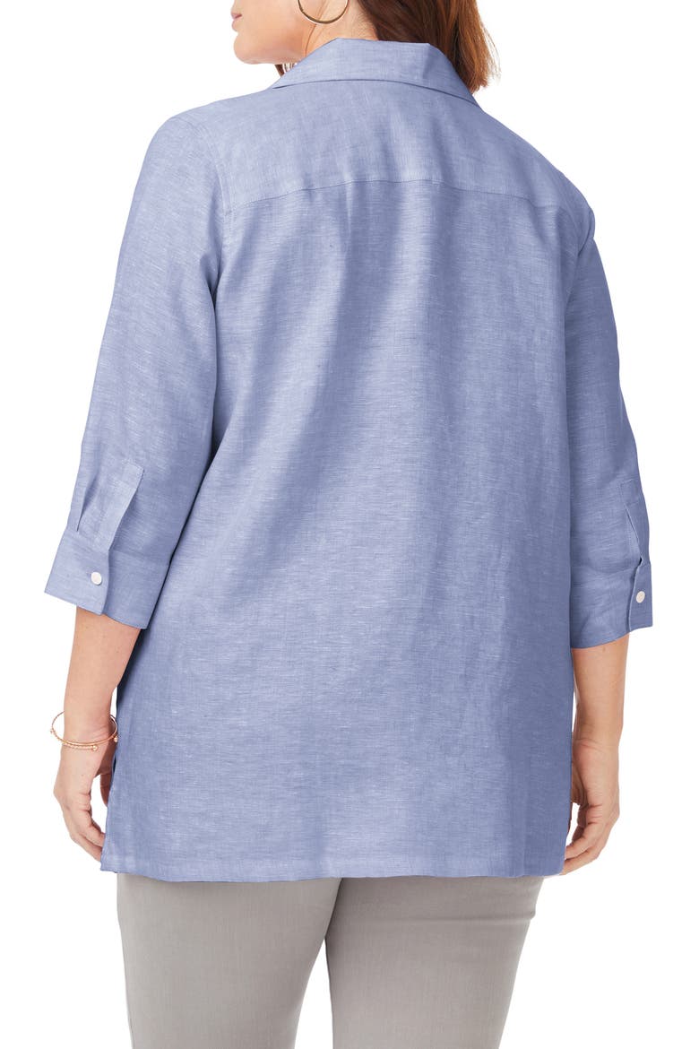 Stirling Button-Up Linen Tunic, Alternate, color, INDIGO