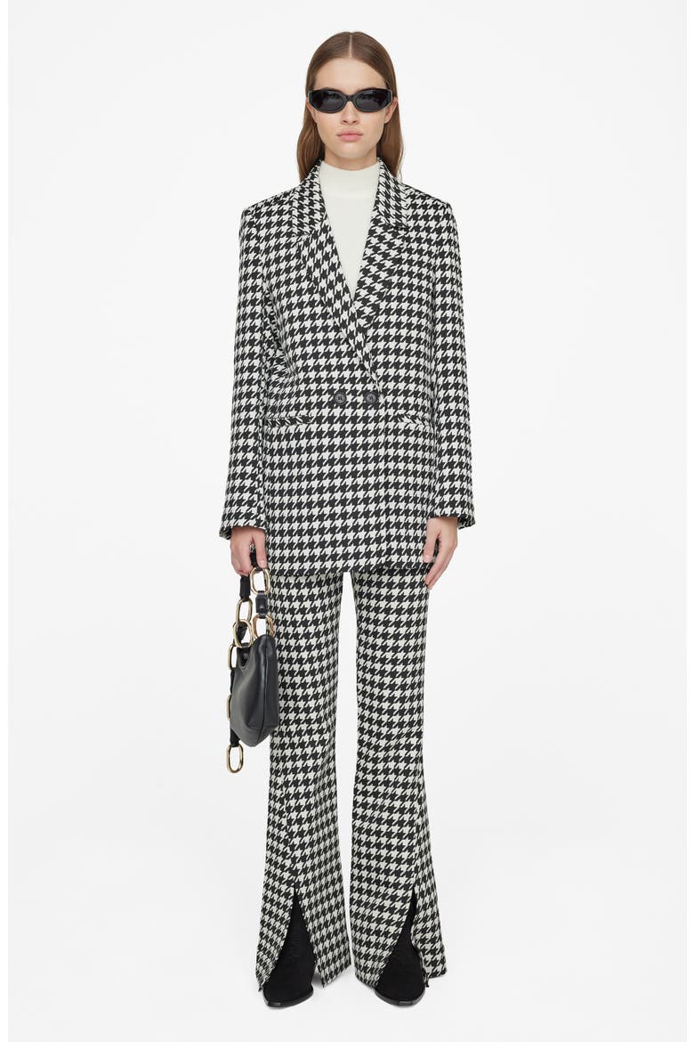 Jocelyn Houndstooth Check Flare Trousers, Alternate, color, BLACK/WHITE
