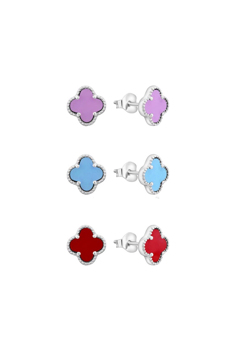Turquoise Studs Earrings 3pk Set, Main, color, Silver