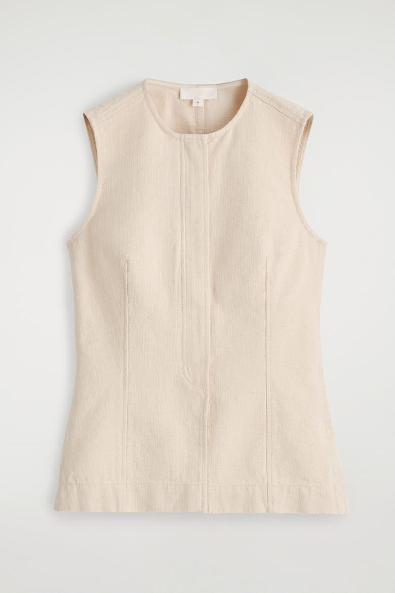 Sleeveless Denim Top, Alternate, color, OFF-WHITE