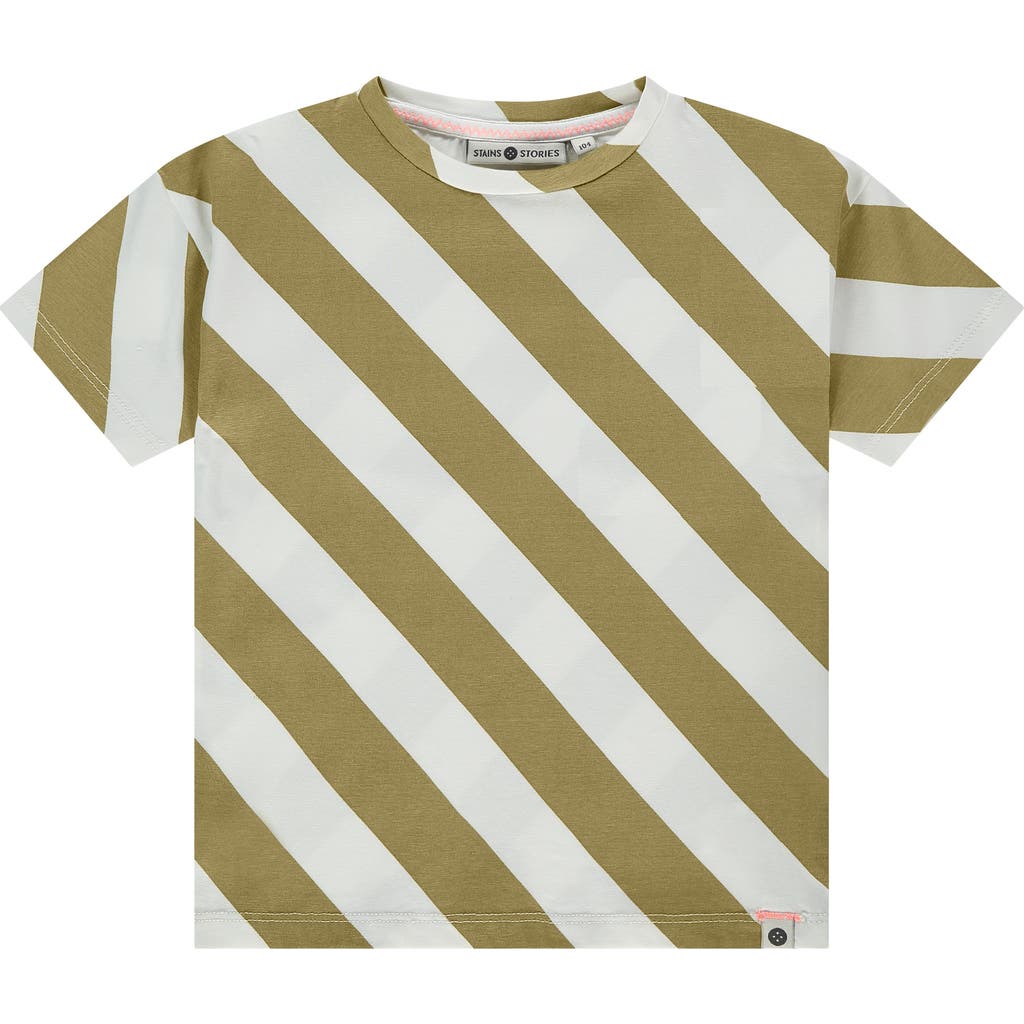 Stains And Stories By Babyface Diagonal Striped T-shirt In Gray