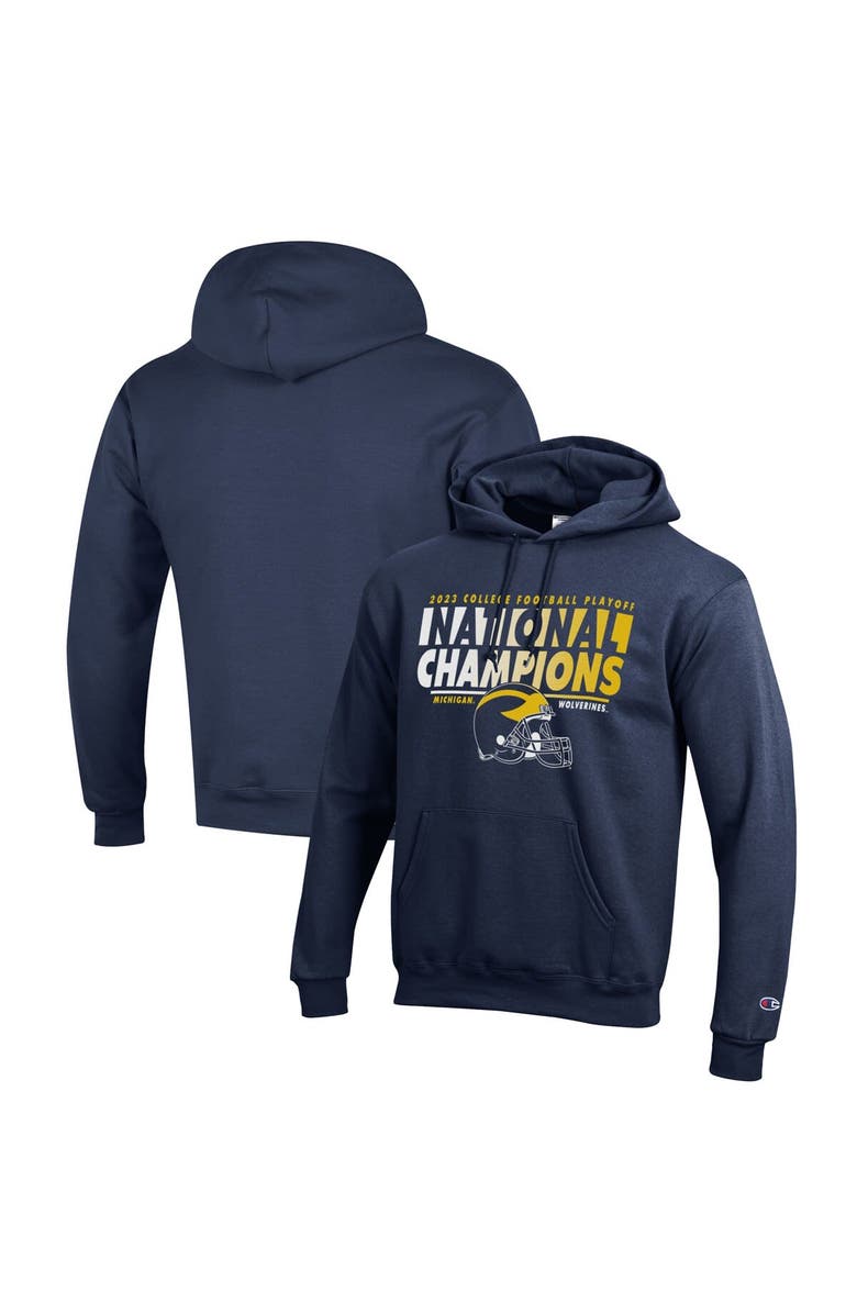 Champion Men's Champion Navy Michigan Wolverines College Football Playoff 2023 National Champions Helmet Pullover Hoodie, Main, color, 