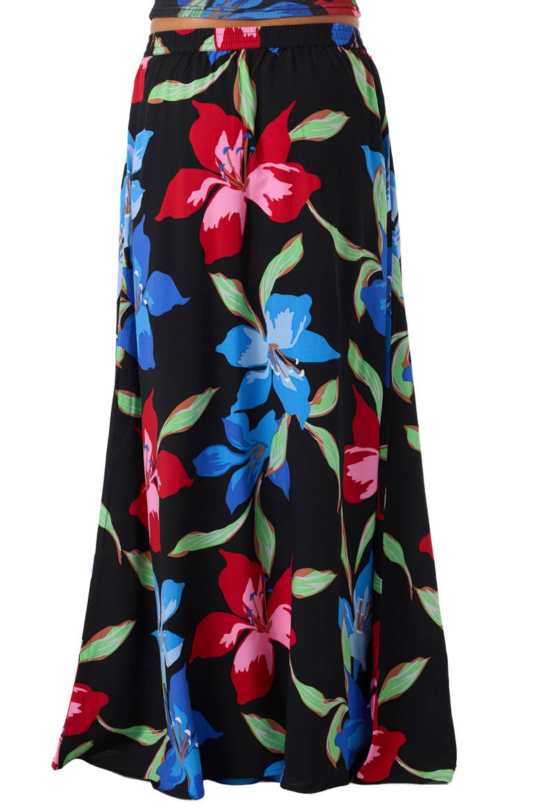 Lindon Floral Print Maxi Skirt, Alternate, color, BLACK