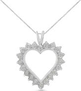 Haus of Brilliance Silver 1/4 Cttw Miracle Set Diamond Open Heart Pendant Necklace