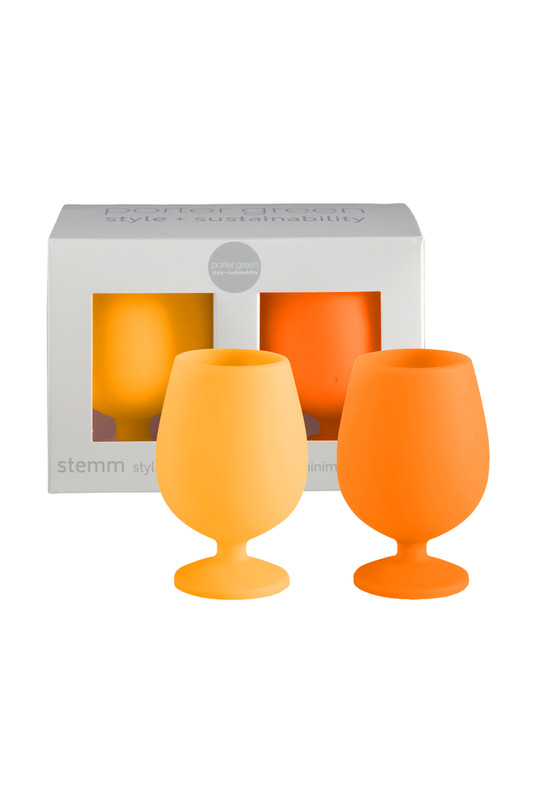 Stemm |Silicone Unbreakable Wine Glasses, Main, color, Buttermilk + Cantaloupe