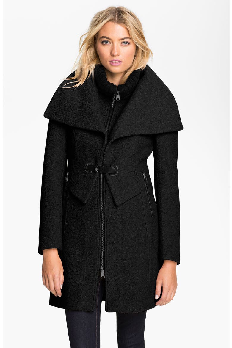 Soïa & Kyo Double Collar Walking Coat, Main, color, BLACK