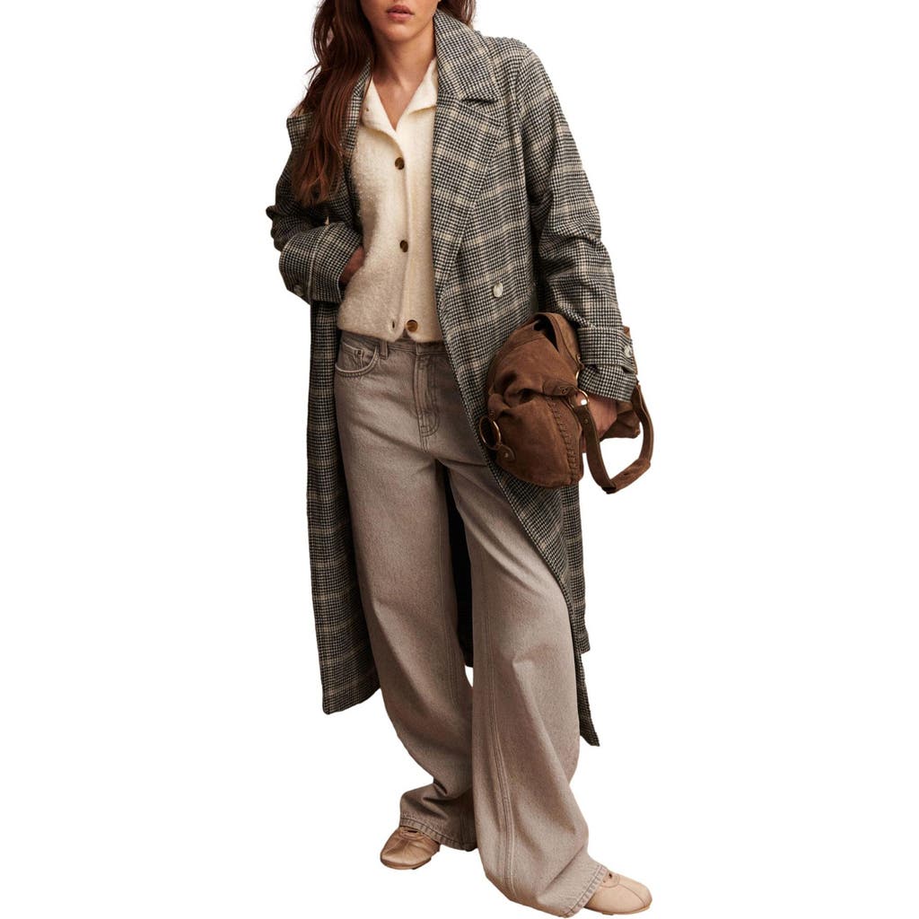 Next Windowpane Plaid Coat In Brown