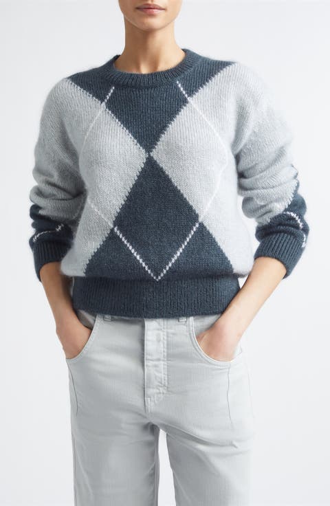 Argyle Plaid Mohair & Silk Sweater