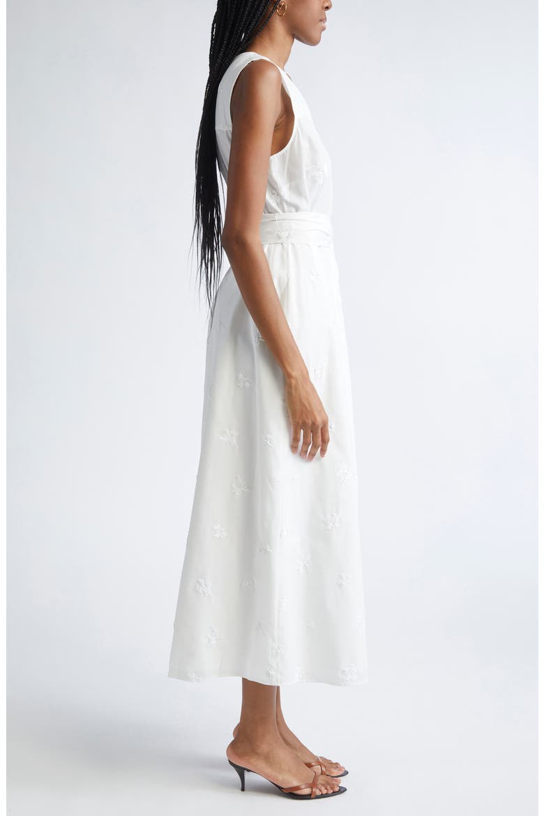 Evelyn Sequin Embroidered Poplin Midi Dress, Alternate, color, IVORY