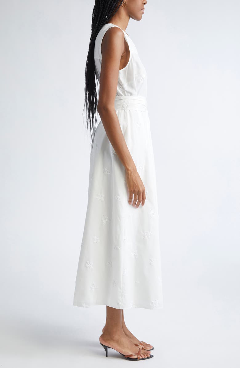 ST. JOHN Evelyn Sequin Embroidered Poplin Midi Dress, Alternate, color, Ivory