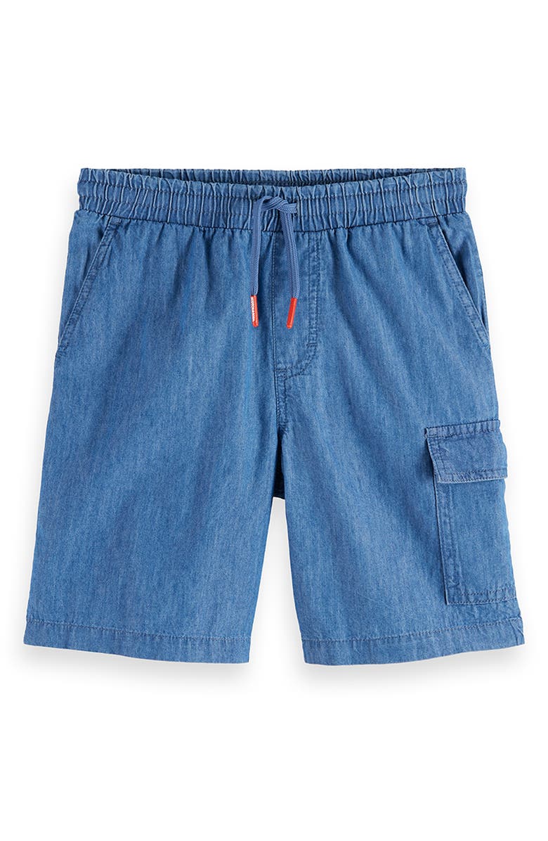 Scotch & Soda Kids' Camp Shirt & Pull-On Denim Shorts Set, Alternate, color, Light Pastel Yellow