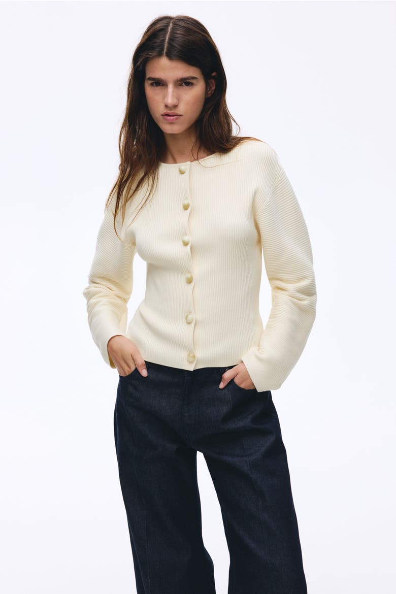Rib-knit Cardigan, Alternate, color, Cream