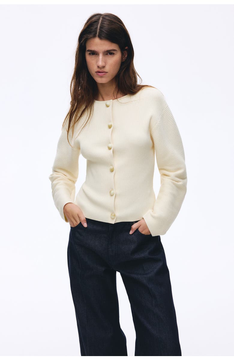 H&M Rib-knit Cardigan, Alternate, color, Cream