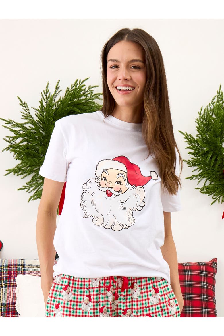 Gender Inclusive Adult Holiday Short Sleeve Graphic Tee, Alternate, color, Santa White