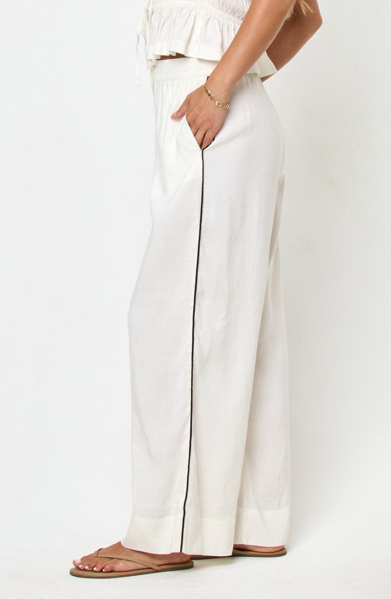 LSPACE Sur Wide Leg Linen Blend Cover-Up Pants, Alternate, color, Cream