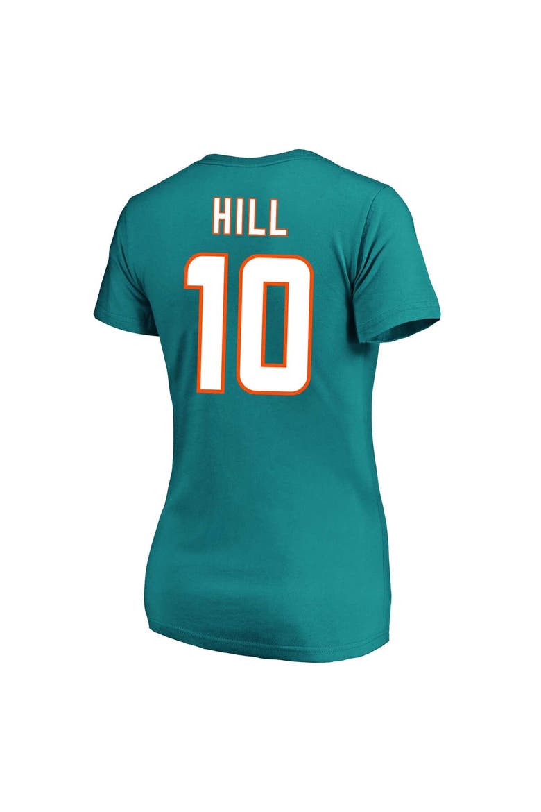 Women's Tyreek Hill Aqua Miami Dolphins Plus Size Fair Catch Name & Number V-Neck T-Shirt, Alternate, color, Aqua