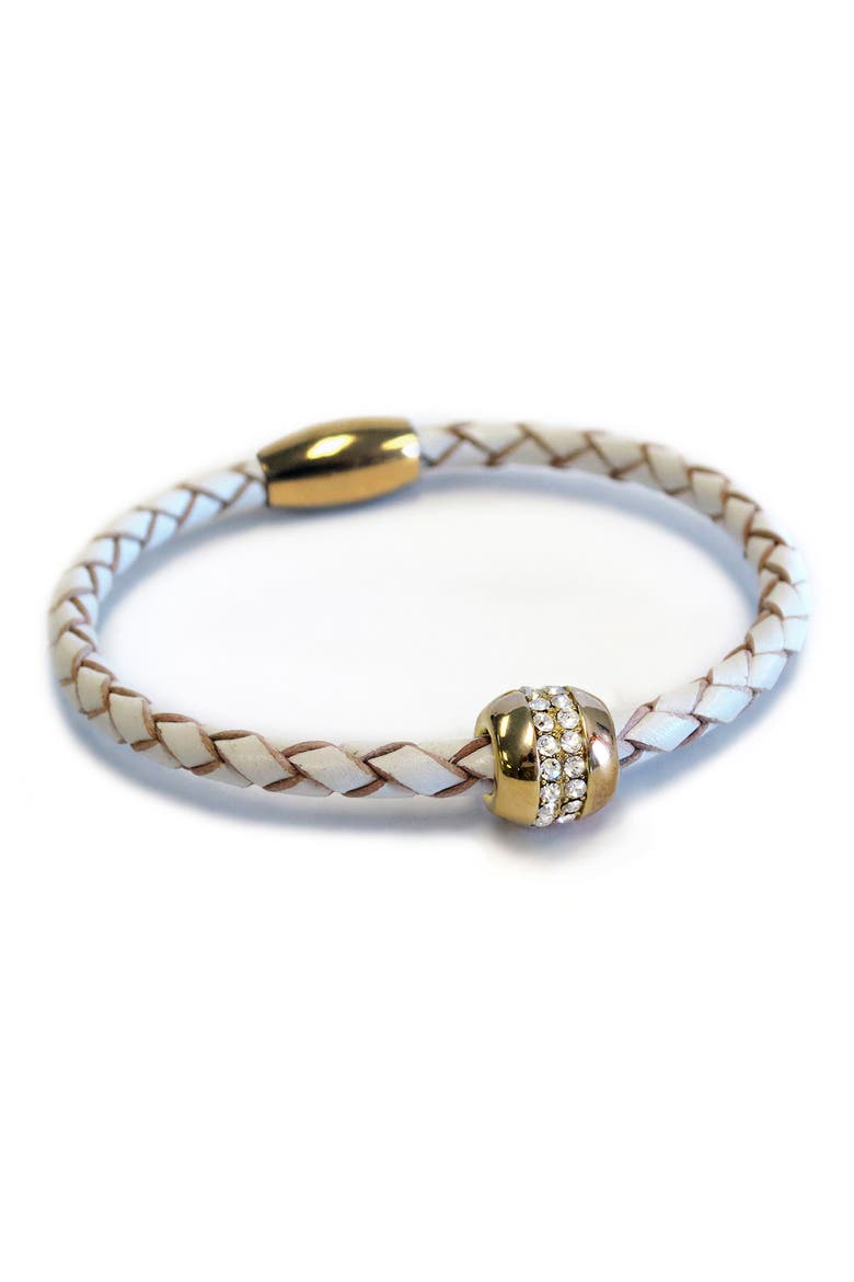 Good Karma Leather Bracelet, Main, color, GOLD/ WHITE