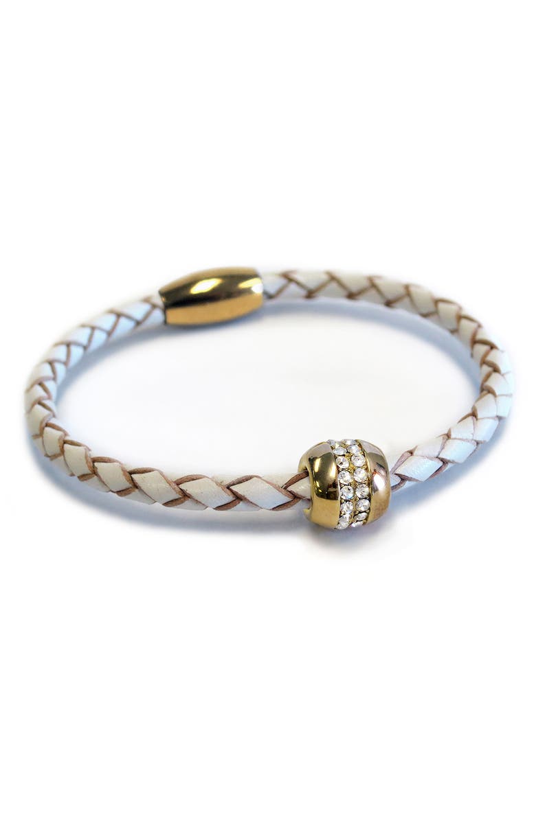 Liza Schwartz Good Karma Leather Bracelet, Main, color,