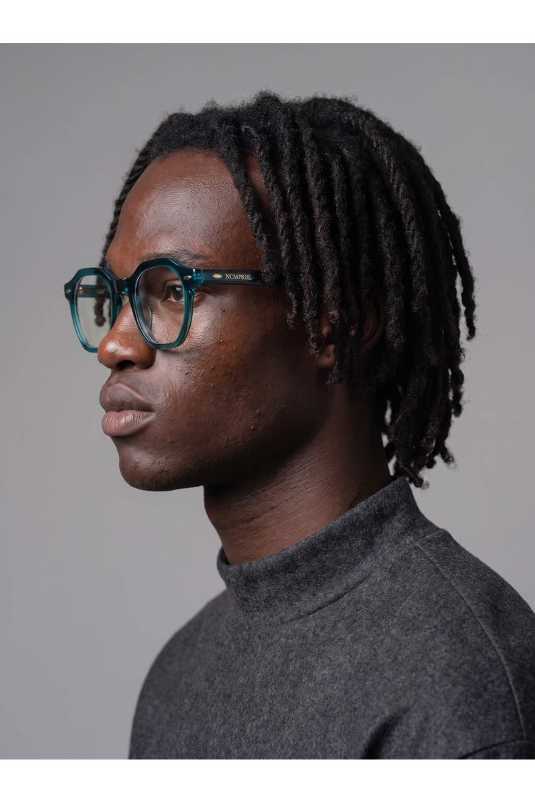 Manifest 46mm Geometric Eyeglasses, Alternate, color, Deep Evergreen Teal