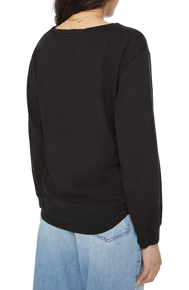 MOTHER The Long Sleeve Rowdy Cotton T-Shirt, Alternate, color, Black