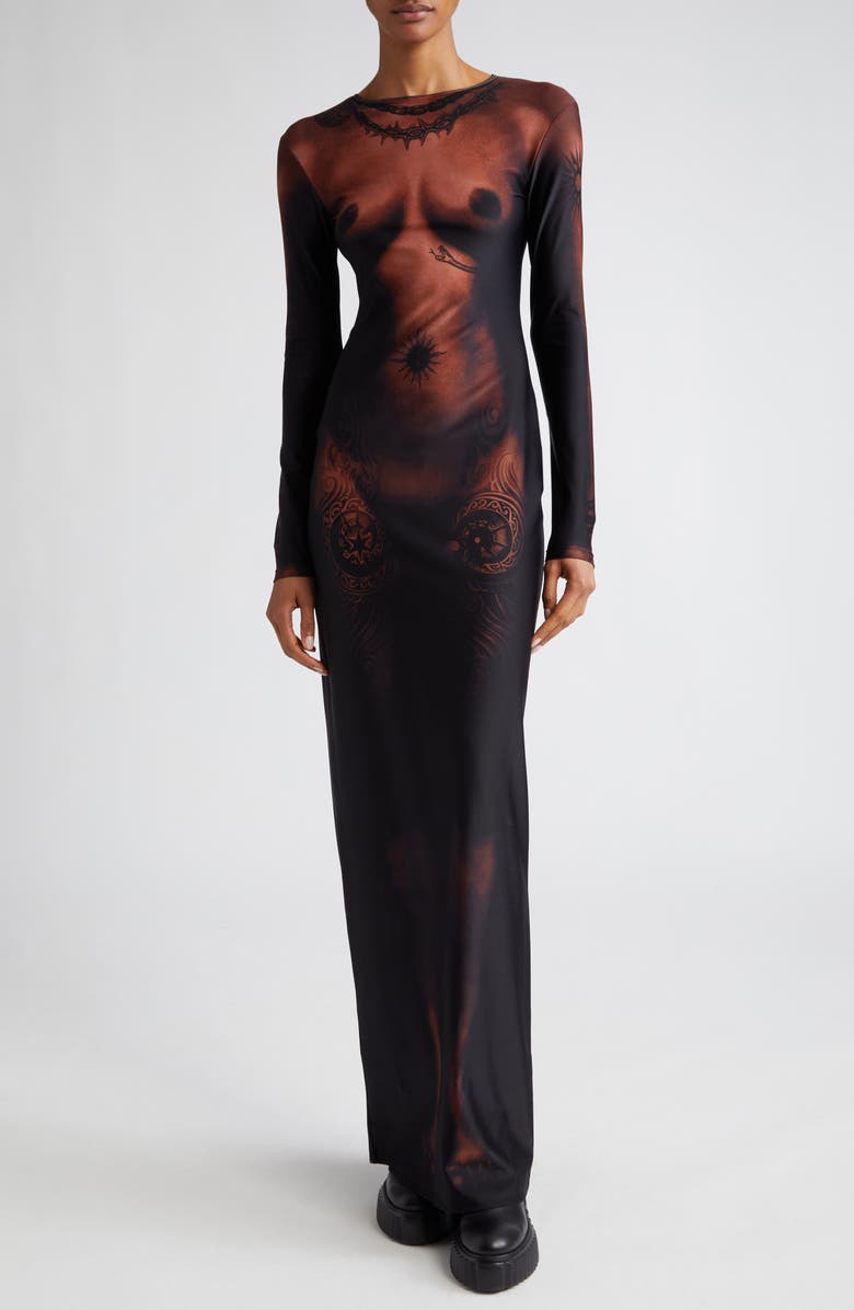 Jean Paul Gaultier Long Sleeve Maxi Dress, Main, color, 