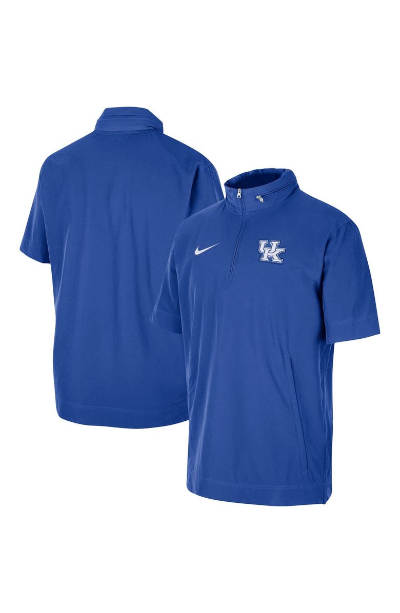 Nike Men's Nike Royal Kentucky Wildcats Coaches Quarter-Zip Short Sleeve Jacket, Main, color, 