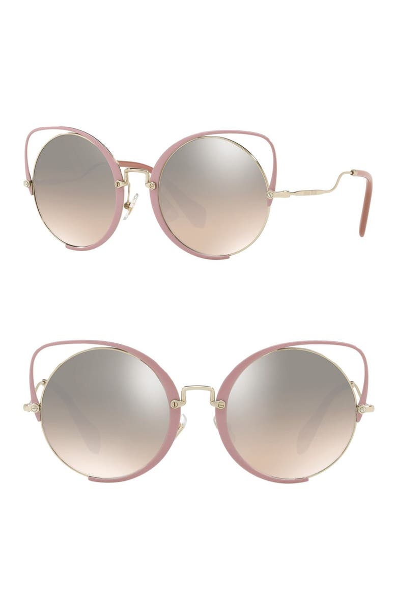 54mm Round Lens Cat Eye Sunglasses, Alternate, color, PALE GOLD