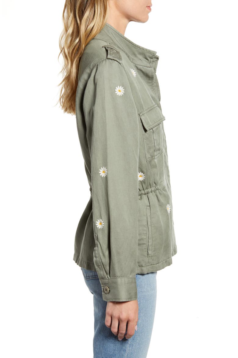 Sahara Daisy Embroidery Utility Jacket, Alternate, color, SAGE DAISIES