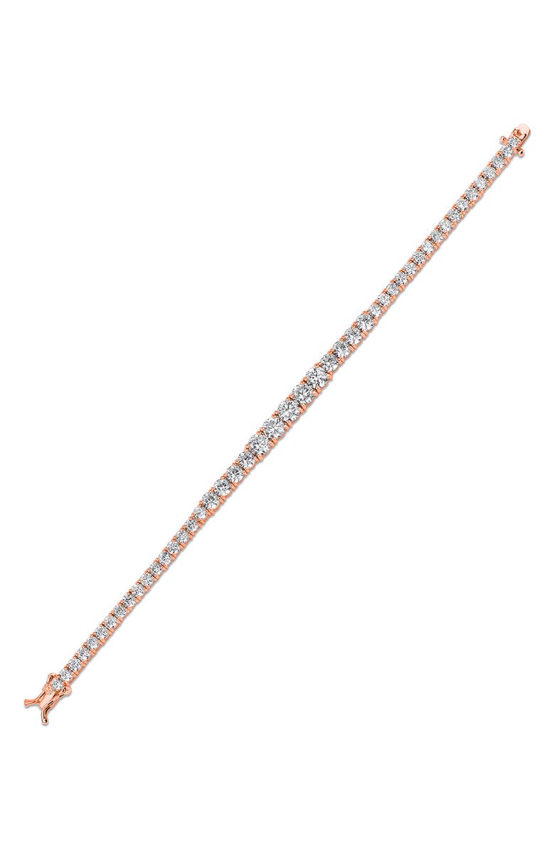 CZ by Kenneth Jay Lane Graduated Round Cubic Zirconia Tennis Bracelet, Main, color, Clear Rose Gold