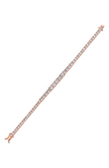 Cz By Kenneth Jay Lane Graduated Round Cubic Zirconia Tennis Bracelet In Clear Rose Gold