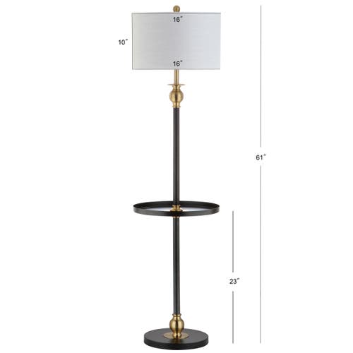 Jonathan Y Evans 61" Metal Led End Table Floor Lamp, Black/brass In Black/gold