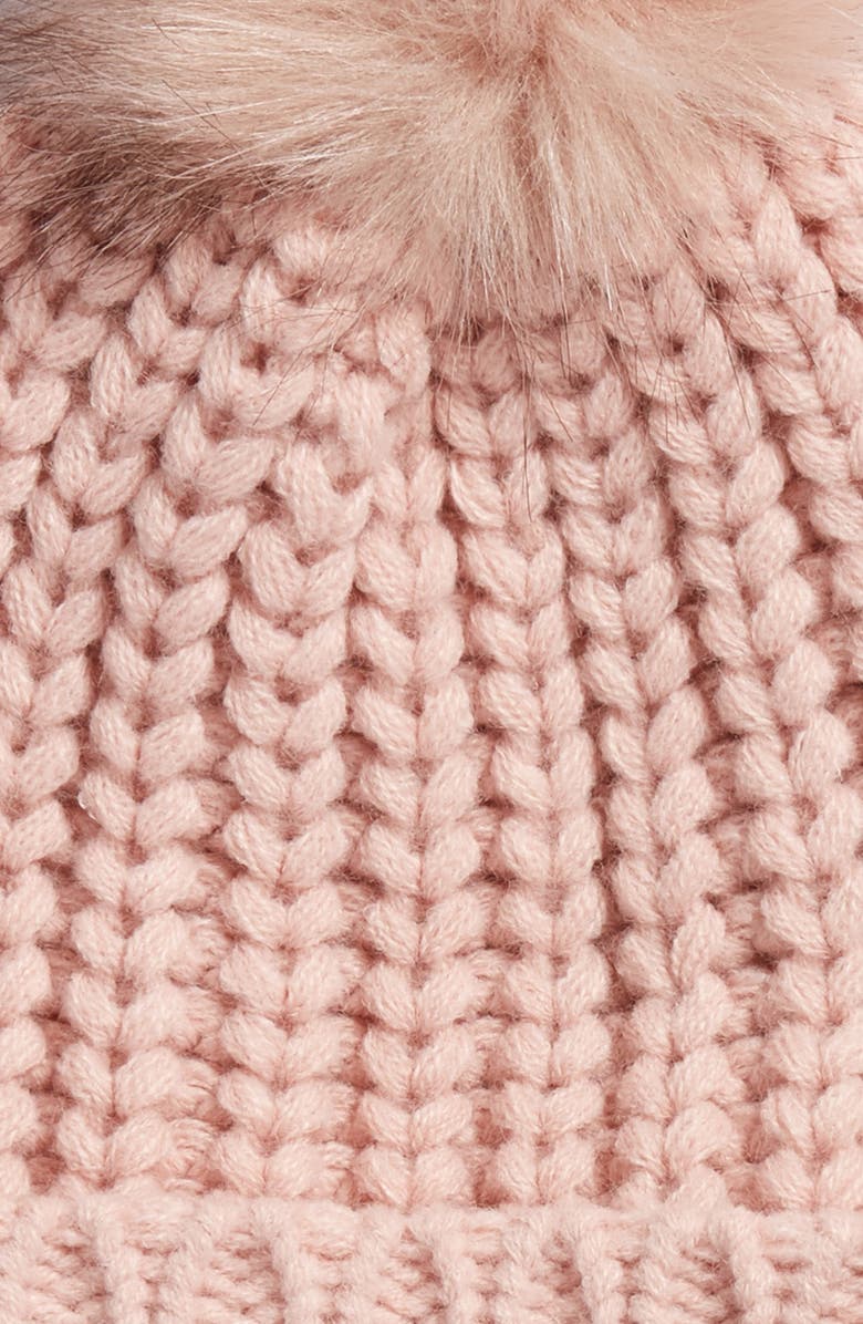 Barbour Saltburn Beanie with Faux Fur Pom, Alternate, color, 