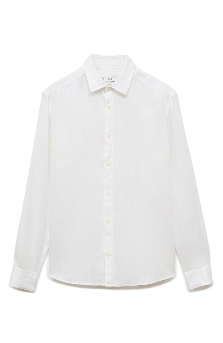 MANGO Classic Fit Linen Button-Up Shirt, Alternate, color, White