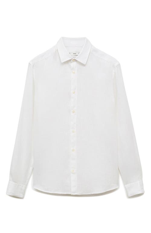 Mango Classic Fit Linen Button-up Shirt In White