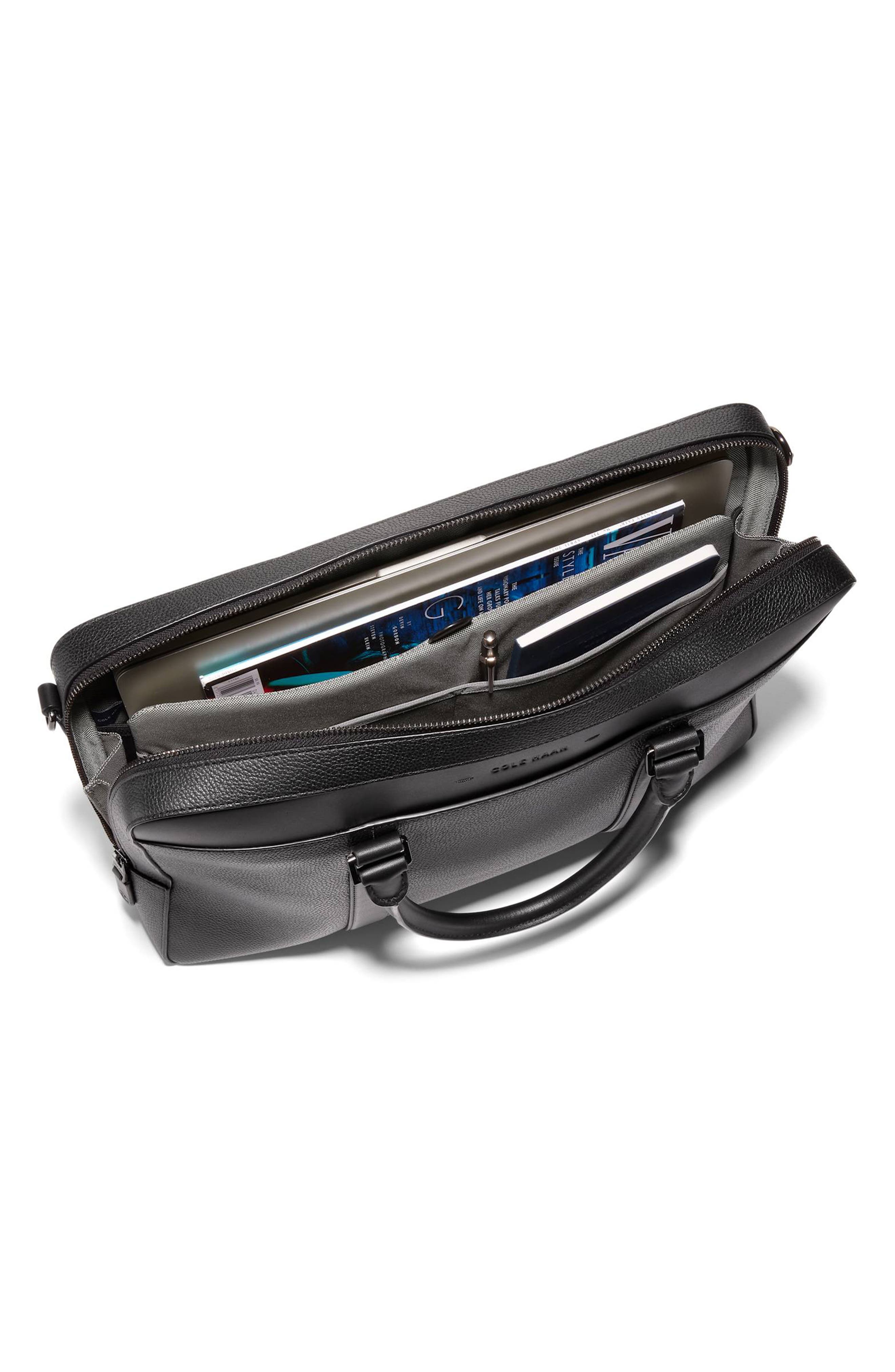 Cole Haan Triboro Leather Briefcase, Alternate, color, Black