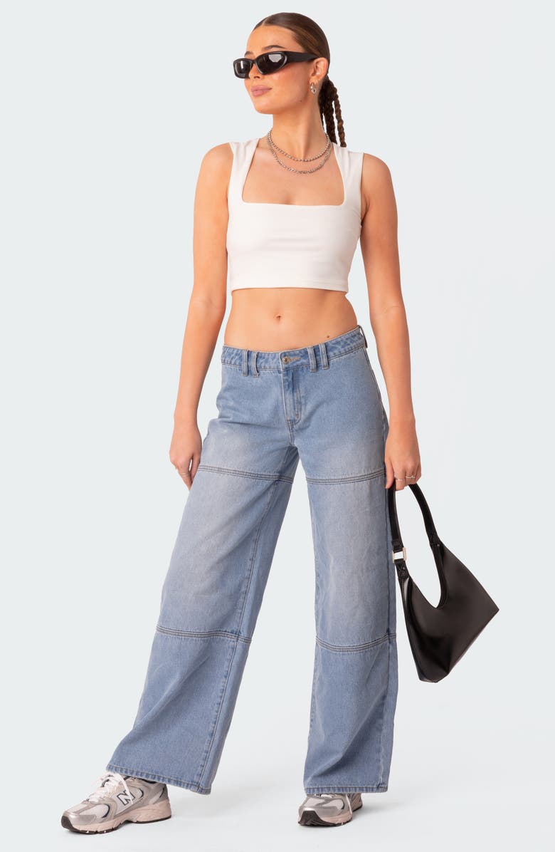 EDIKTED It Girl Square Neck Crop Tank, Alternate, color, White