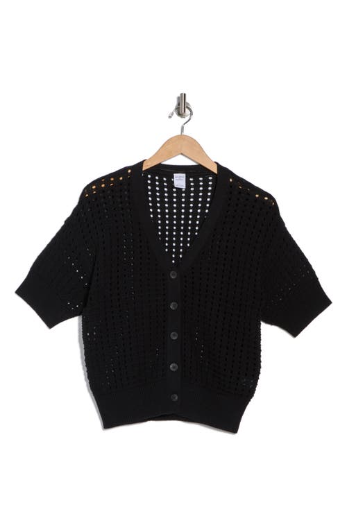 Melrose And Market Short Sleeve Open Stitch Cardigan In Black