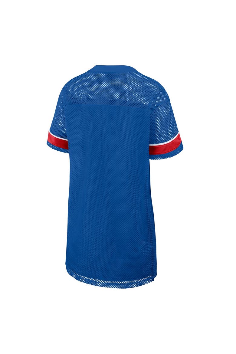 Women's Fanatics  Royal Buffalo Bills Oversized Team First Deep Route Mesh V-Neck Dress, Alternate, color, Royal