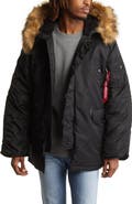 Alpha Industries Alpha N-3B Water Resistant Parka with Removable Faux Fur Trim